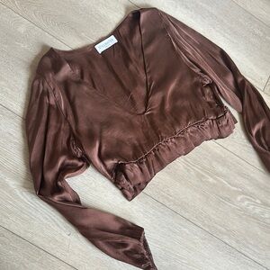 Brown Satin Women's Top